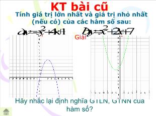 Bài giảng môn Toán học lớp 12 - Giá trị lớn nhất và giá trị nhỏ nhất của hàm số