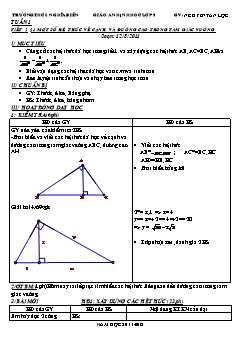 Bài giảng môn Toán học lớp 9 - Tuần 1 - Tiết 2 - Bài 1: Một số hệ thức về cạnh và đường cao trong tam giác vuông