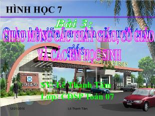 Bài giảng môn Toán lớp 12 - Bài 3: Quan hệ giữa ba cạnh của một tam giác - Bất đẳng thức tam giác