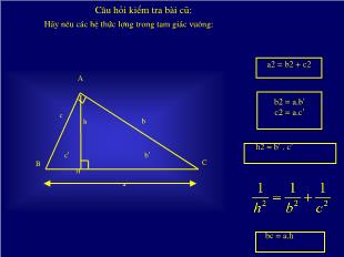 Bài giảng môn Toán lớp 12 - Bài 4: Các hệ thức lượng trong tam giác