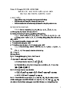 Bài giảng môn Toán lớp 12 - Tiết 19: Các bài toán liên quan đến hệ tọa độ trong không gian