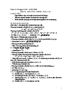 Bài giảng môn Toán lớp 12 - Tiết 21: Phương trình mặt cầu