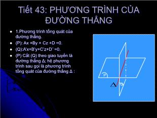 Bài giảng môn Toán lớp 12 - Tiết 43: Phương trình của đường thẳng