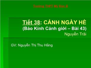 Bài giảng Ngữ văn 10 - Tiết 38: Cảnh ngày hè (bảo kính cảnh giới – bài 43) - Nguyễn Trãi
