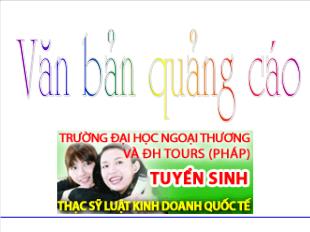 Bài giảng Ngữ văn 10: Văn bản quảng cáo