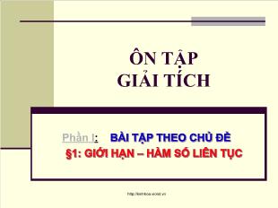 Bài tập theo chủ đề: Giới hạn – hàm số liên tục