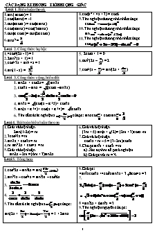 Các dạng bài tập phương trình lượng giác