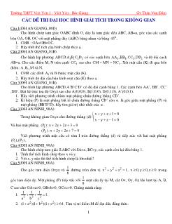 Các đề thi đại học Hình giải tích trong Không gian