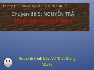 Chuyên đề 5: Nguyễn Trãi (phần văn học chữ nôm)