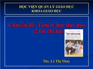 Chuyên đề: Tâm lý học dạy học