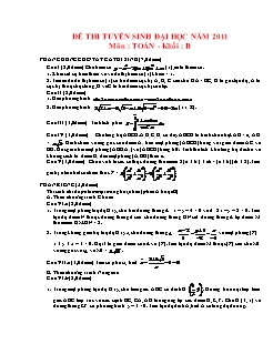 Đề 1 thi tuyển sinh đại học năm 2011 môn : toán - Khối : b