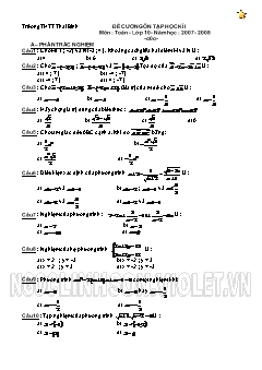 Đề cương ôn tập học kì I môn: Ttoán - Lớp 10