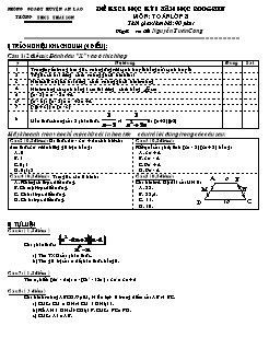 Đề khảo sát chất lượng học kỳ I năm học 2006-2007 ôn: toán lớp 8 thời gian làm bài: 90 phút