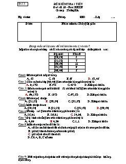 Đề kiểm tra 1 tiết Đại số: 10 - Đề 3