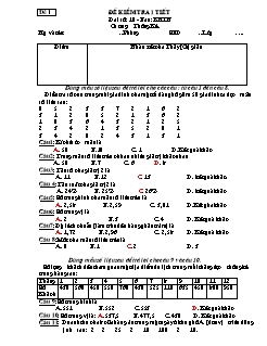 Đề kiểm tra 1 tiết Đại số: 10