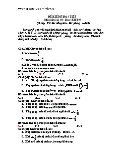 Đề kiểm tra 1 tiết môn: Đại số 10