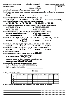 Đề kiểm tra 1 tiết môn: Hình học lớp 10 (chuẩn) - Trường THPT Trưng Vương
