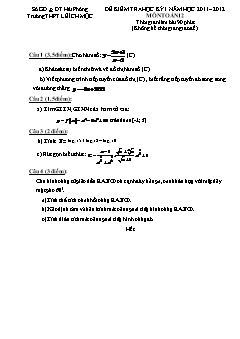 Đề kiểm tra học kì I năm học 2011 - 2012 môn: Toán 12