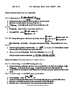 Đề số 01 ôn thi đại học, cao đẳng 2008