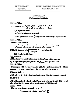 Đề thi học sinh giỏi cấp tỉnh năm học 2013 - 2014 môn: toán 9 (thời gian làm bài 150 phút)