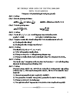 Đề thi học sinh giỏi cấp trường 2008-2009 môn: toán khối 11 thời gian: 150 phút (không kể thời gian giao đề)