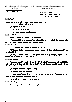 Đề thi tuyển sinh vào lớp 10 THP Hà Nội năm học 2010 – 2011 môn thi: Toán