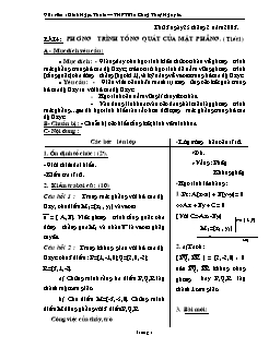 Giáo án Đại số 10 - Bài 4: Phương trình tổng quát của mặt phẳng (tiết 1)