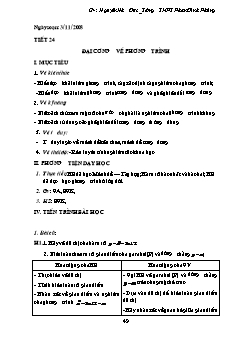 Giáo án Đại số 10 (nâng cao) - Trường THPT Hậu Lộc 1 - Tiết 24: Đại cương về phương trình