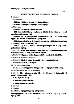 Giáo án Đại số 10 (nâng cao) - Trường THPT Hậu Lộc 1 - Tiết 7: Tập hợp và các phép toán trên tập hợp