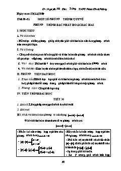 Giáo án Đại số 10 (nâng cao) - Trường THPT Phan Đình Phùng - Tiết 30, 31: Một số phương trình quy về phương trình bậc nhất hoặc bậc hai