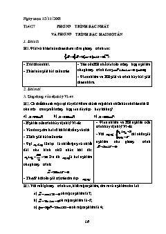 Giáo án Đại số 10 (nâng cao) - Trường THPT Phan Đình Phùng - Tiết 27: Phương trình bậc nhất và phương trình bậc hai một ẩn