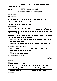 Giáo án Đại số 10 (nâng cao) - Trường THPT Phan Đình Phùng - Tiết 26: Phương trình bậc nhất và phương trình bậc hai một ẩn