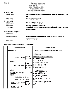 Giáo án Đại số 10 Tiết 31: Ôn tập học kỳ I