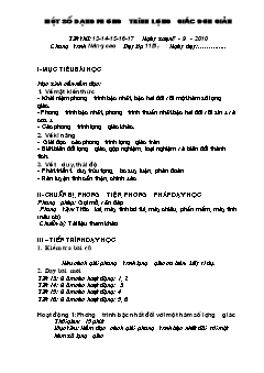 Giáo án Đại số 11 (nâng cao) -  Tiết 13 đến tiết 17: Một số dạng phương trình lượng giác đơn giản