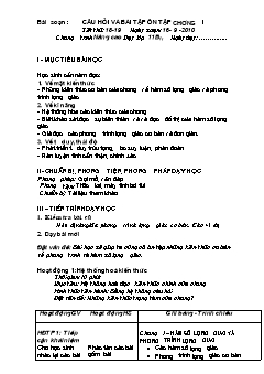 Giáo án Đại số 11 (nâng cao) -  Tiết 18, 19: Câu hỏi và bài tập ôn tập chương I