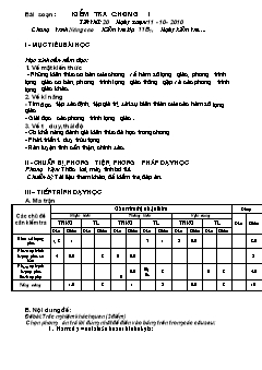 Giáo án Đại số 11 (nâng cao) -  Tiết 20: Kiểm tra chương I