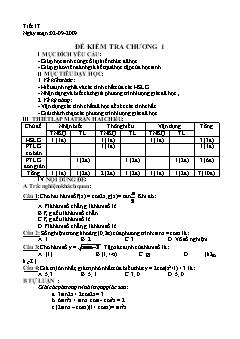 Giáo án Đại số 11 - Tiết 17: Đề kiểm tra chương 1