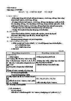 Giáo án Đại số 11 - Tiết 19, 20, 21: Hoán vị - Chỉnh hợp – Tổ hợp