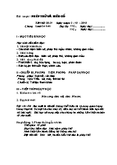 Giáo án Đại số 11 - Tiết 30, 31: Phép thử và biến cố