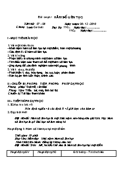 Giáo án Đại số 11 - Tiết 57, 58: Hàm số liên tục