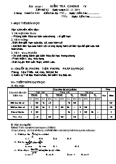 Giáo án Đại số 11 - Tiết 62: Kiểm tra chương IV