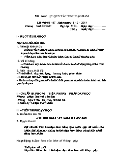 Giáo án Đại số 11 - Tiết 66, 67: Quy tắc tính đạo hàm