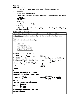 Giáo án Đại số 11 tiết 70: Đạo hàm của hàm số lượng giác (tt)