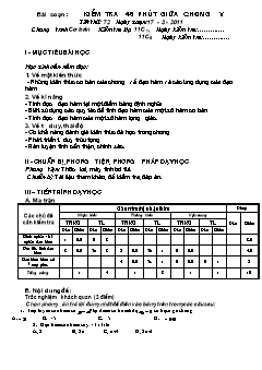 Giáo án Đại số 11 - Tiết 72: Kiểm tra 45 phút giữa chương V