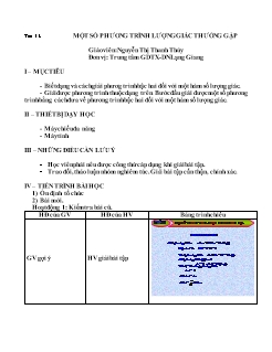 Giáo án Đại số giải tích 11 tiết 11: Một số phương trình lượng giác thường gặp