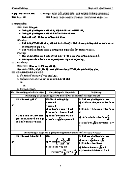 Giáo án Đại số & Giải tích 11 tiết 18: Bài tập Một số phương trình lượng giác thường gặp (tt)