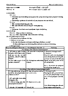 Giáo án Đại số & Giải tích 11 tiết 31: Phép thử và biến cố