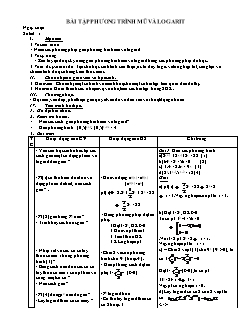 Giáo án Giải tích lớp 12 - Bài tập phương trình mũ và logarit