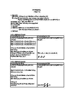 Giáo án Hinh học 10 - Tiết 41: Hypebol