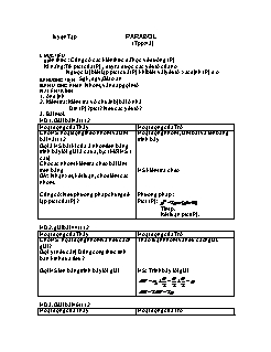 Giáo án Hinh học 10 - Tiết 43: Parabol